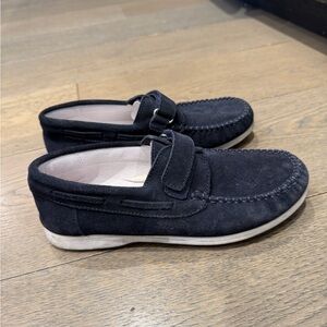 Little Eric Child Boat Classic Shoes.  Navy Suede Moccasin Loafers. Size 36.